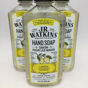 Bathroom Kitchen Hand Soap Lemon Scent Plant-Based JR Watkins 3pk 11oz C52
